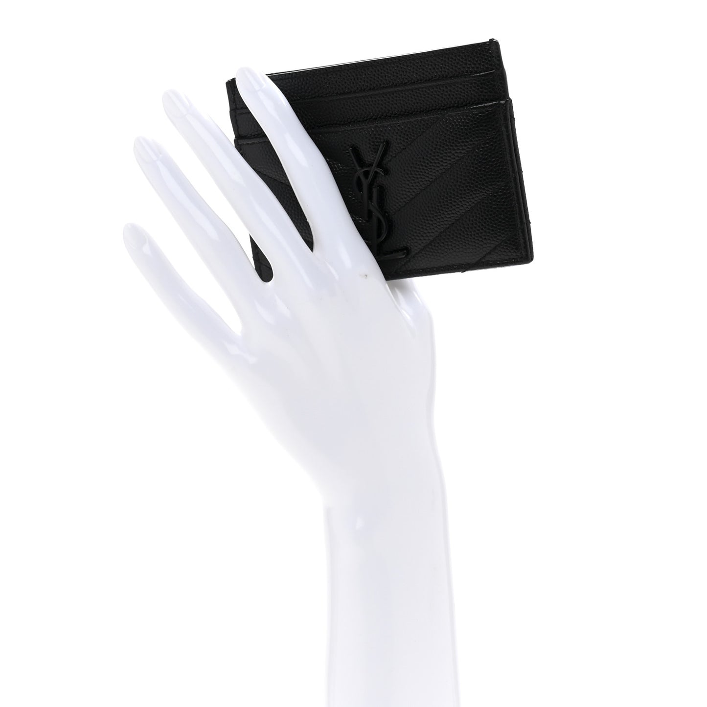 Grain De Poudre Matelasse Chevron Monochrome Monogram Credit Card Case Black