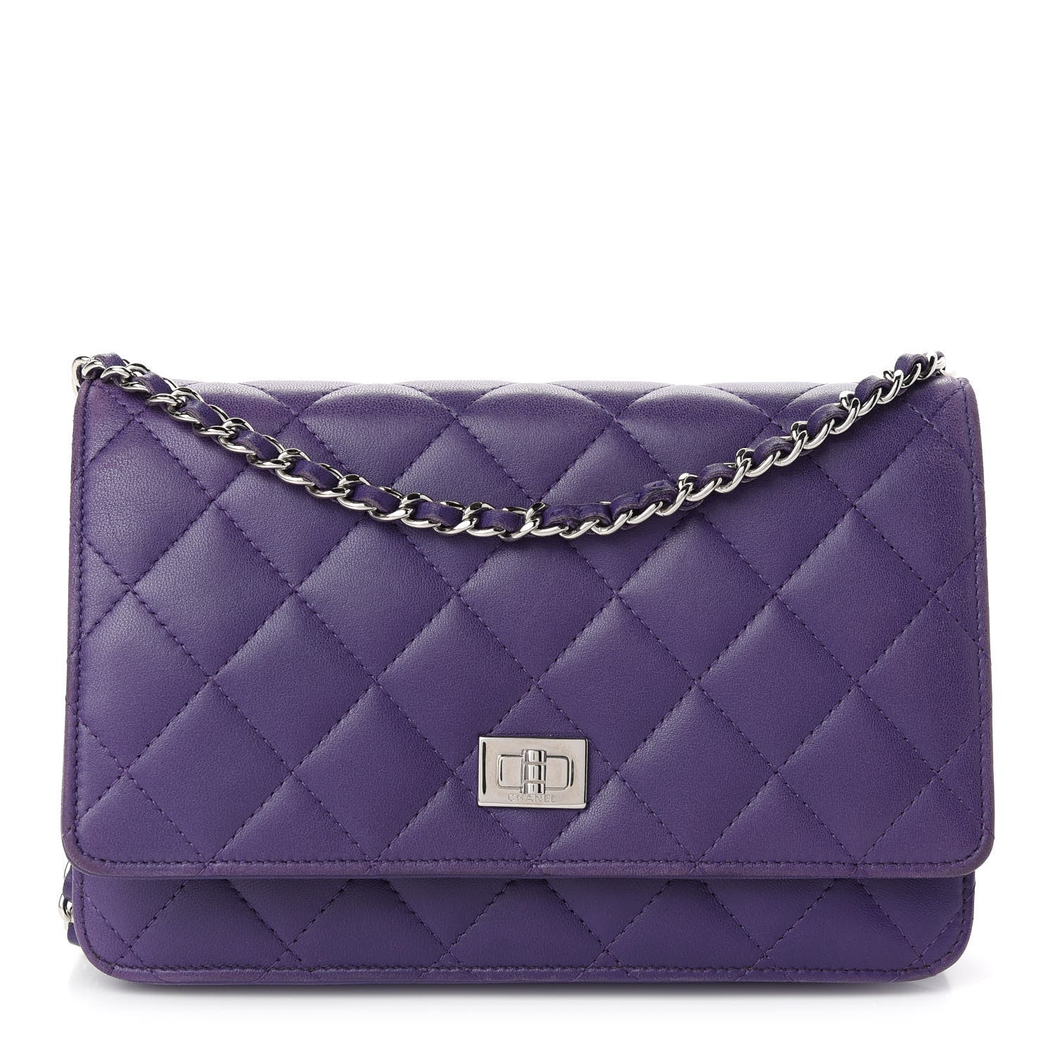 Chanel Lambskin Quilted Reissue Wallet On Chain WOC Purple 1 of 11
