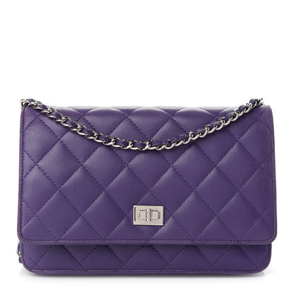 Chanel Lambskin Quilted Reissue Wallet On Chain WOC Purple 1 of 11