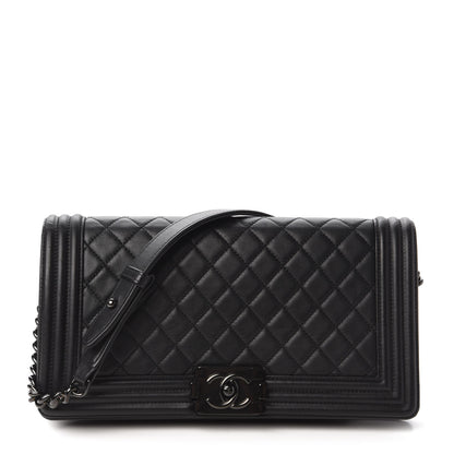 Chanel Calfskin Quilted Boy Clutch With Removable Chain So Black 1 of 11