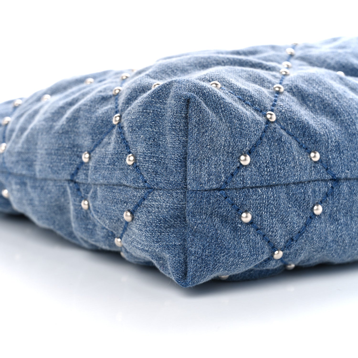Chanel Washed Denim Quilted Studded Small Chanel 22 Blue 10 of 11