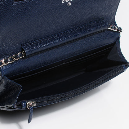 Chanel Caviar Quilted Wallet on Chain WOC Navy Blue 5 of 8