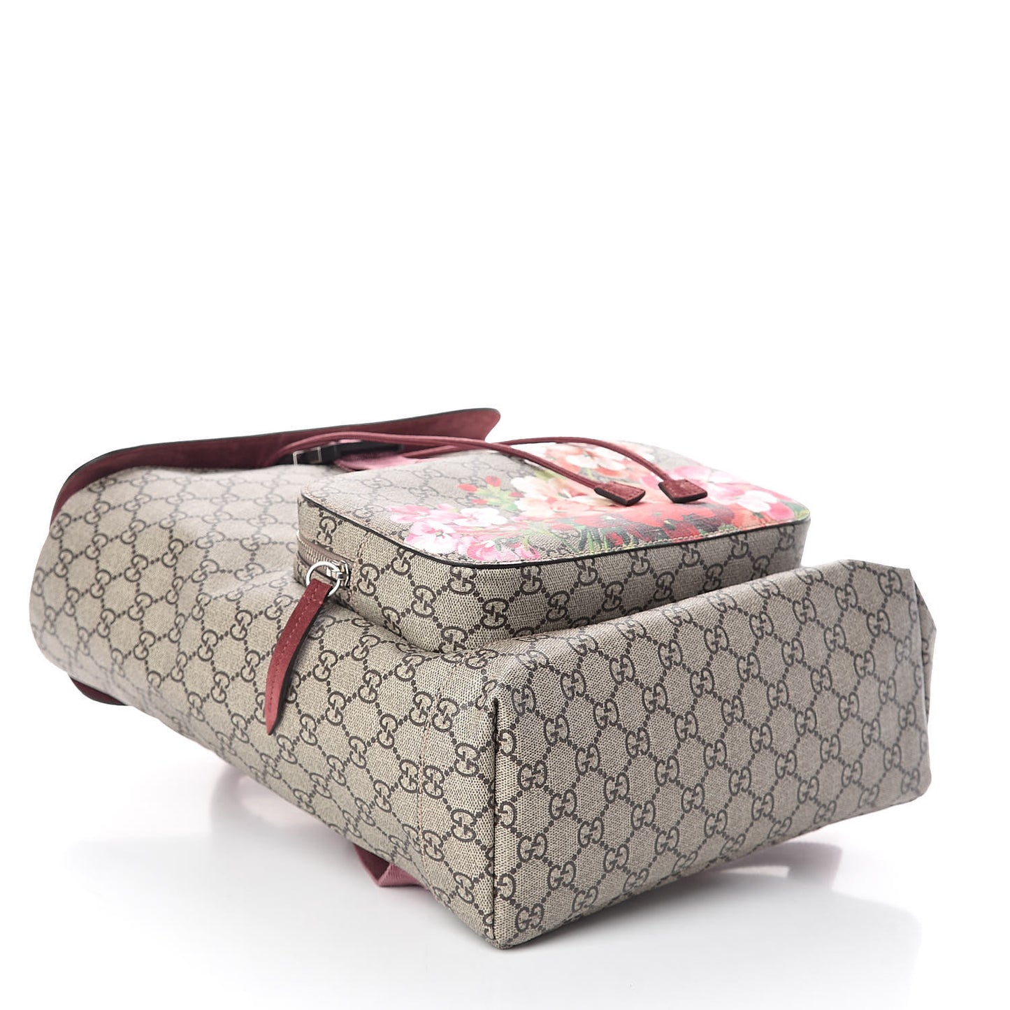 GG Supreme Monogram Blooms Medium Single Buckle Backpack Beige Multicolor Dry Rose