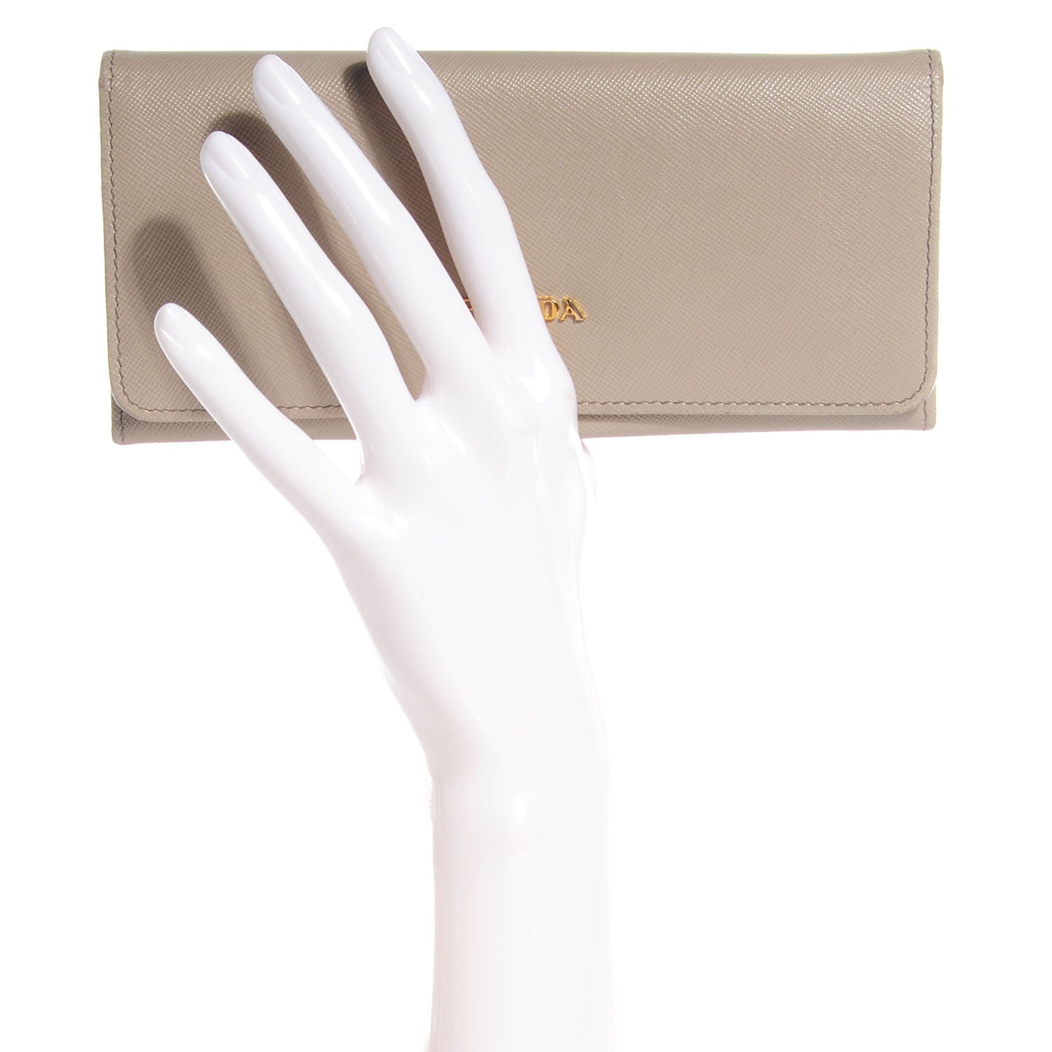 Prada Saffiano Metal Continental Flap Wallet Argilla 2 of 8