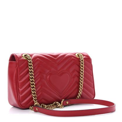 Gucci Calfskin Matelasse Small GG Marmont Shoulder Bag Hibiscus Red 3 of 9