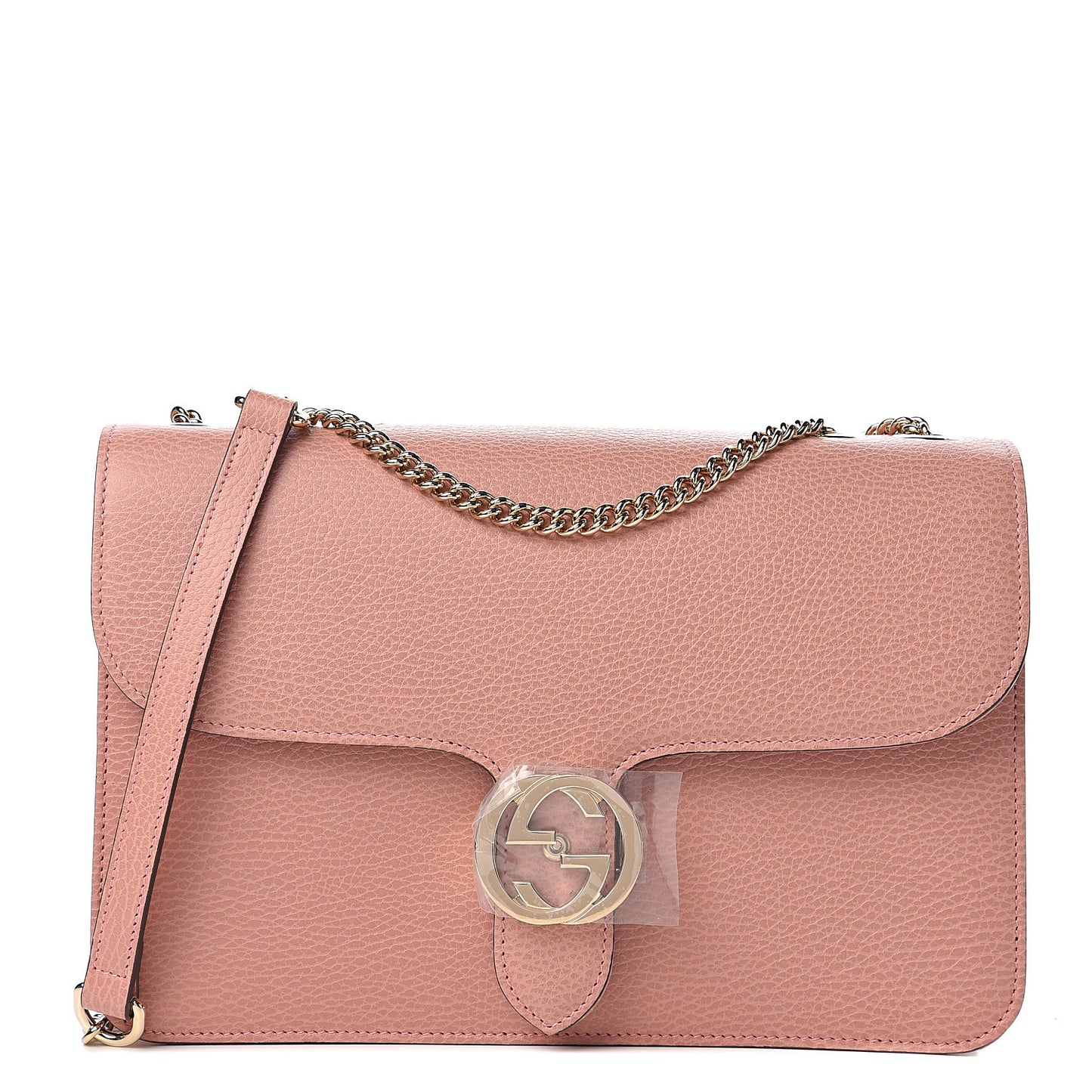 Dollar Calfskin Interlocking G Shoulder Bag Soft Pink
