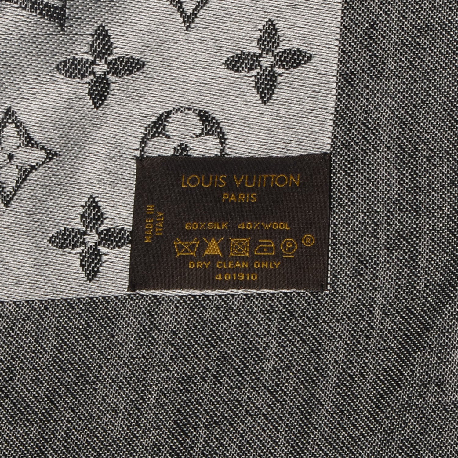 Louis Vuitton Silk Wool Monogram Denim Shawl Black 5 of 5