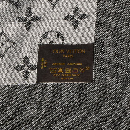 Louis Vuitton Silk Wool Monogram Denim Shawl Black 5 of 5