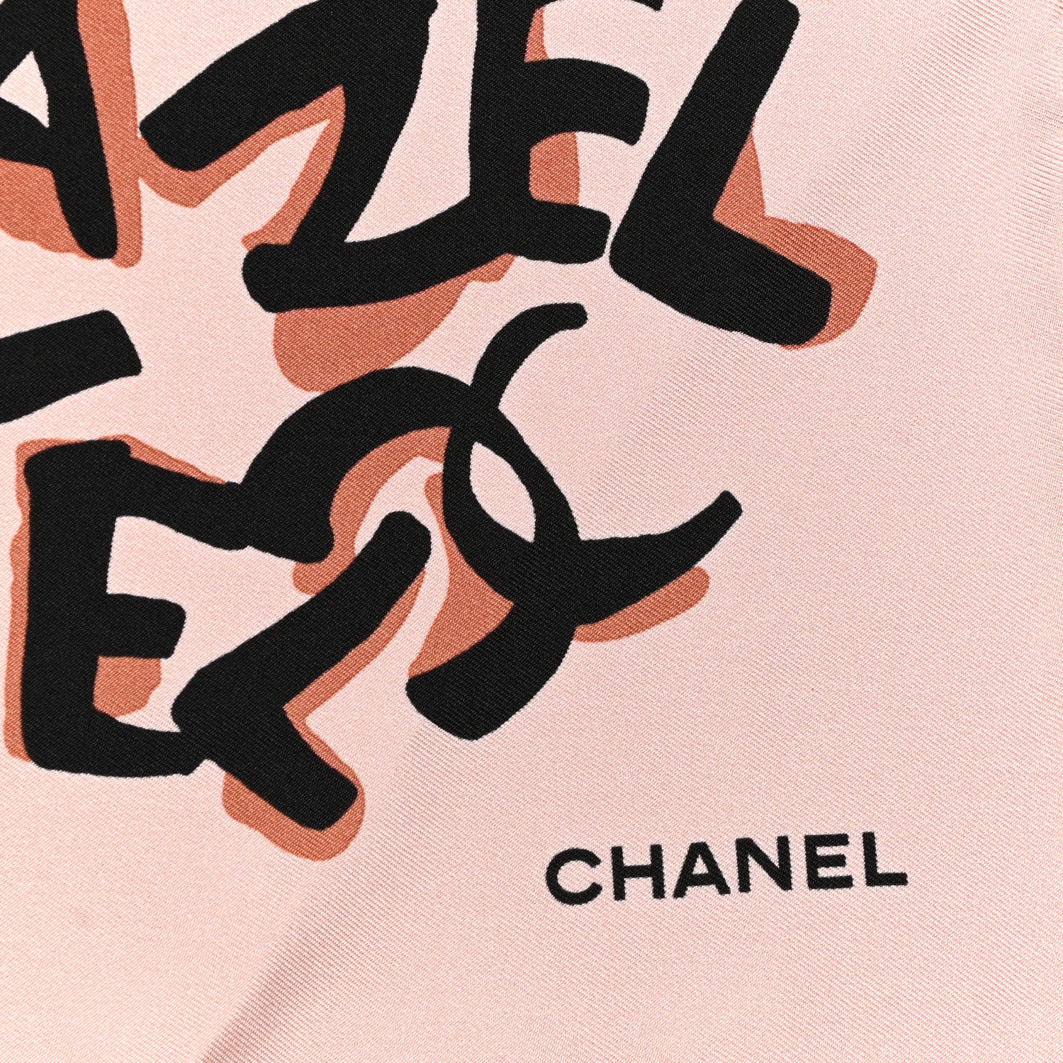 Chanel Silk CC Square Scarf Pink Black Brown 2 of 4