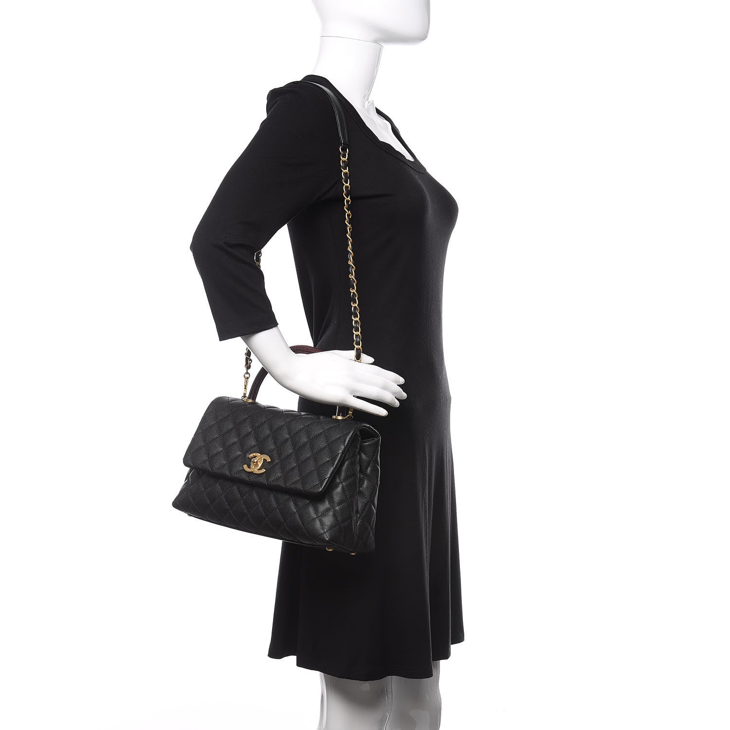 Chanel Caviar Lizard Quilted Small Coco Handle Flap Black 2 of 11