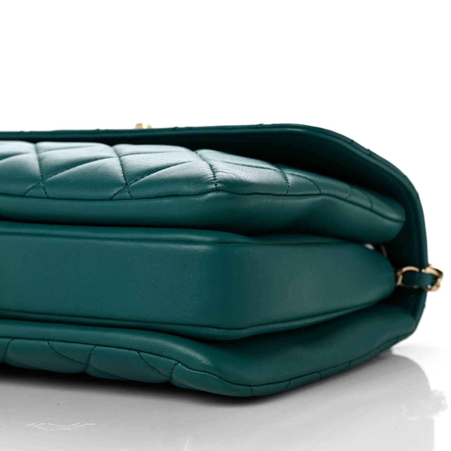 Lambskin Quilted Small Trendy CC Flap Dual Handle Bag Green