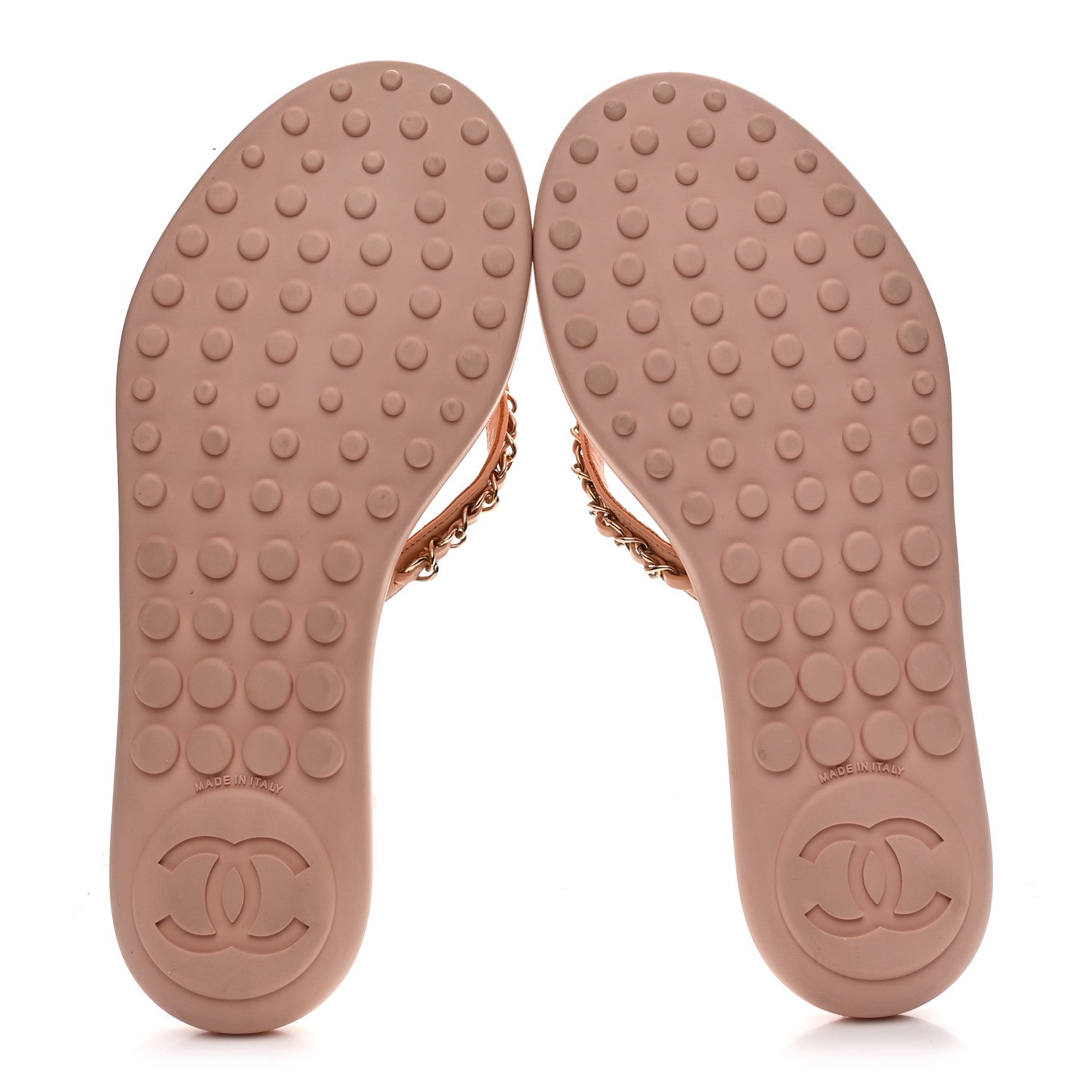 Chanel Lambskin Terry Cloth CC Chain Thong Sandals 37 Pink 6 of 9