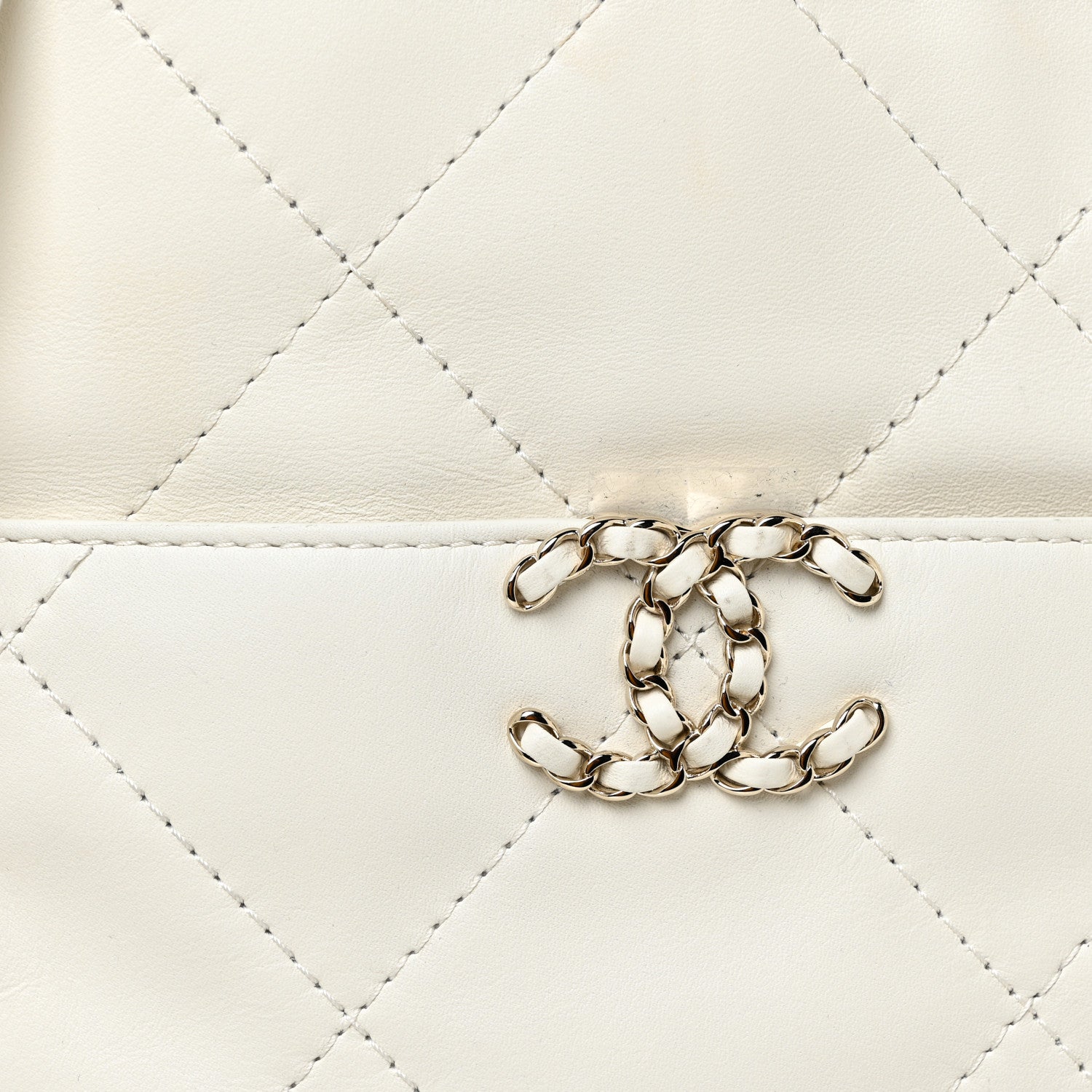 Chanel Calfskin Quilted Chain Flat Tote White 8 of 13