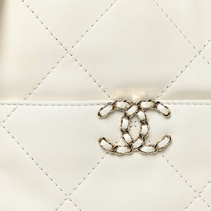 Chanel Calfskin Quilted Chain Flat Tote White 8 of 13
