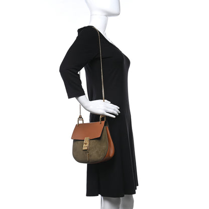 Chloe Suede Smooth Calfskin Drew Shoulder Bag Caramel 2 of 7