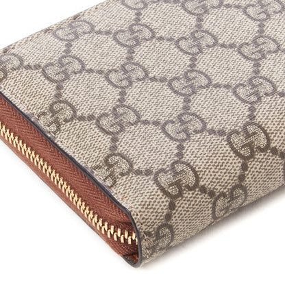 Gucci GG Supreme Monogram Cuoio Toscano Zip Around Wallet Beige Ebony Cuir 5 of 9