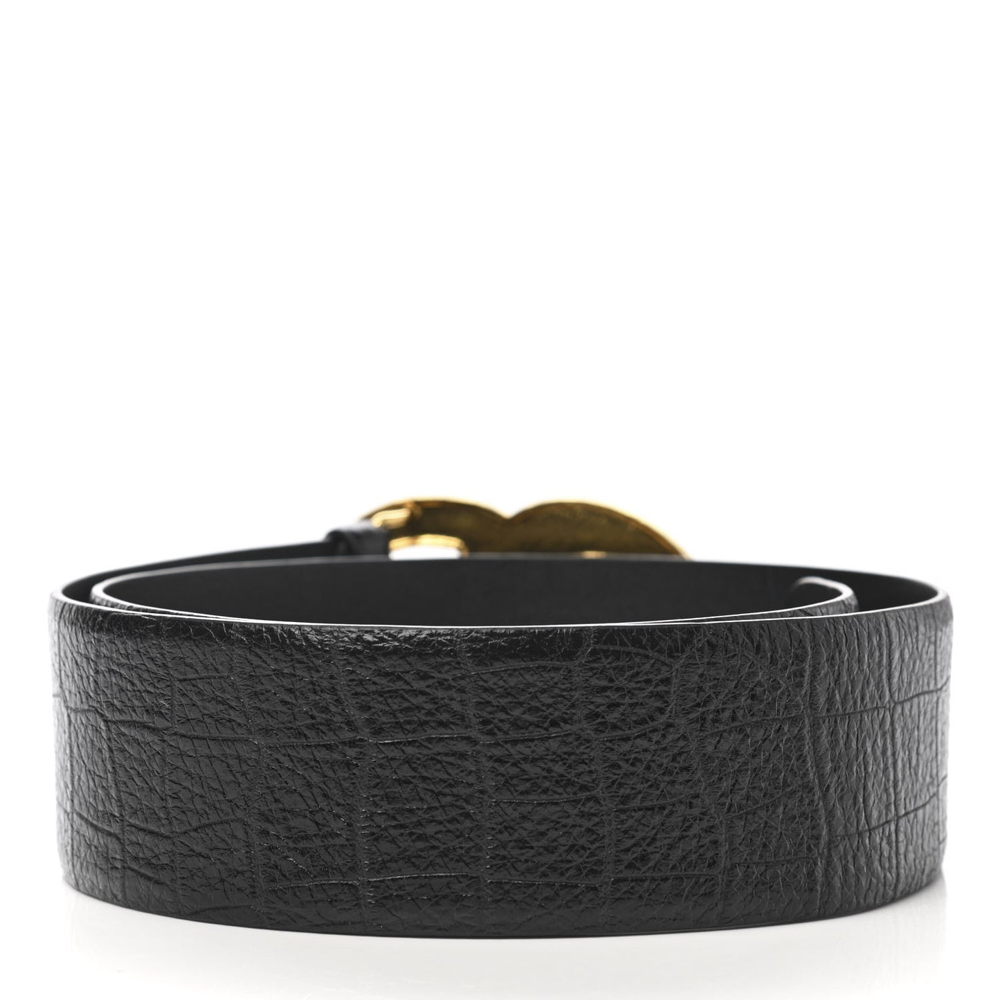 Crocodile Embossed Calfskin Gripoix Poured Glass Along The Nile CC Belt 80 32 Black