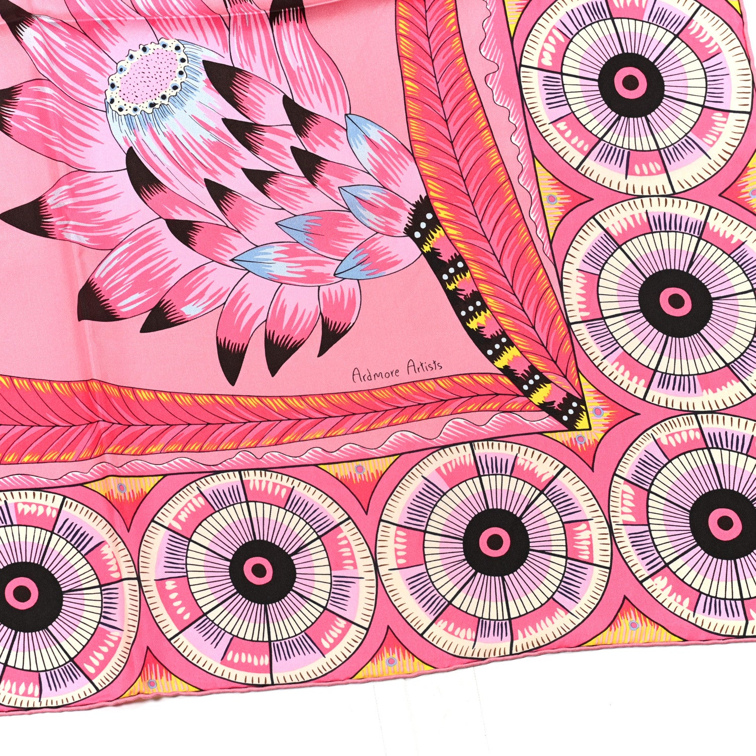 Hermes Silk The Savana Dance Wash 140 Scarf Rose Malabar Jaune Vieux Rose 5 of 6