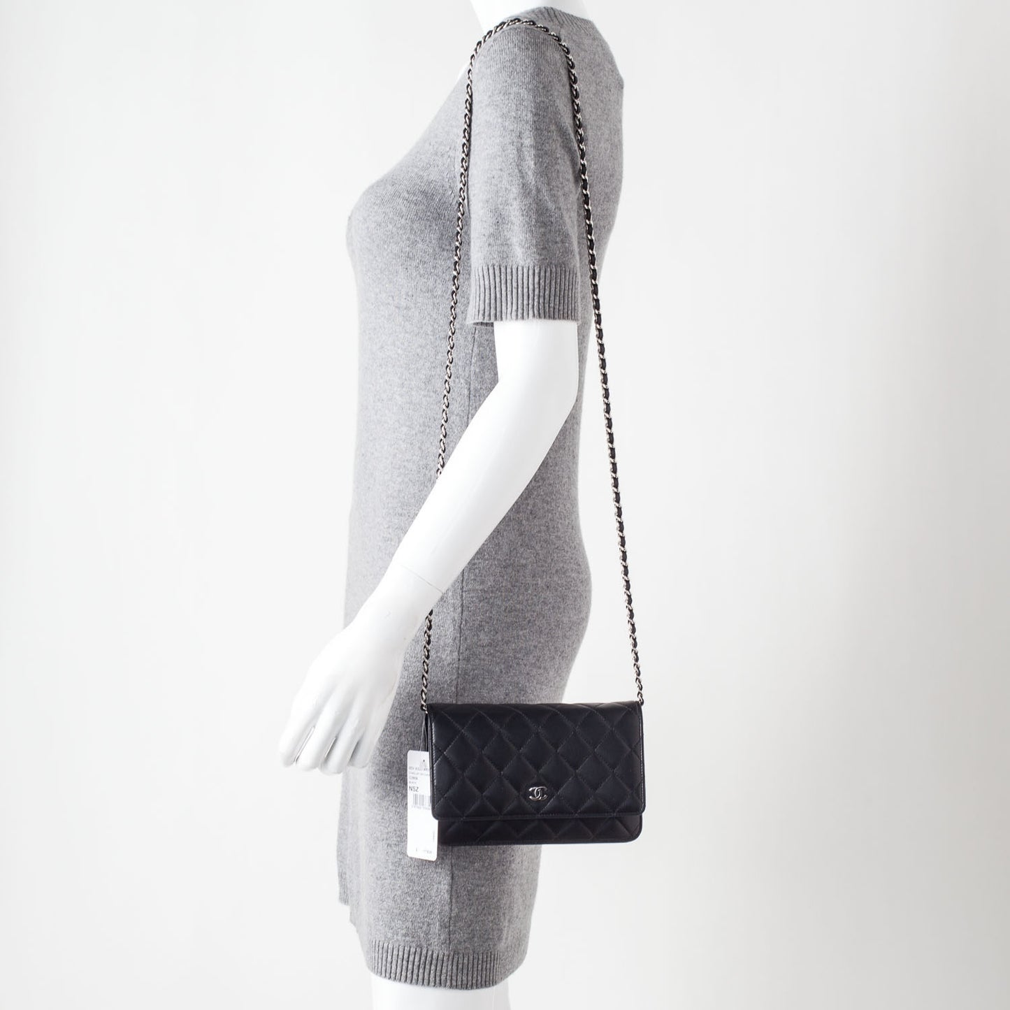 Lambskin Quilted Wallet On Chain WOC Black
