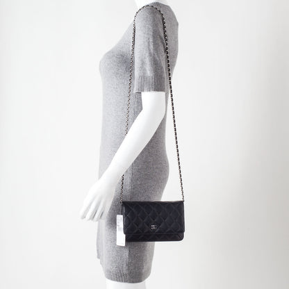 Chanel Lambskin Quilted Wallet On Chain WOC Black 2 of 10