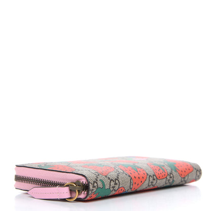 Gucci GG Supreme Monogram Strawberry Zip Around Wallet Light Pink 4 of 10