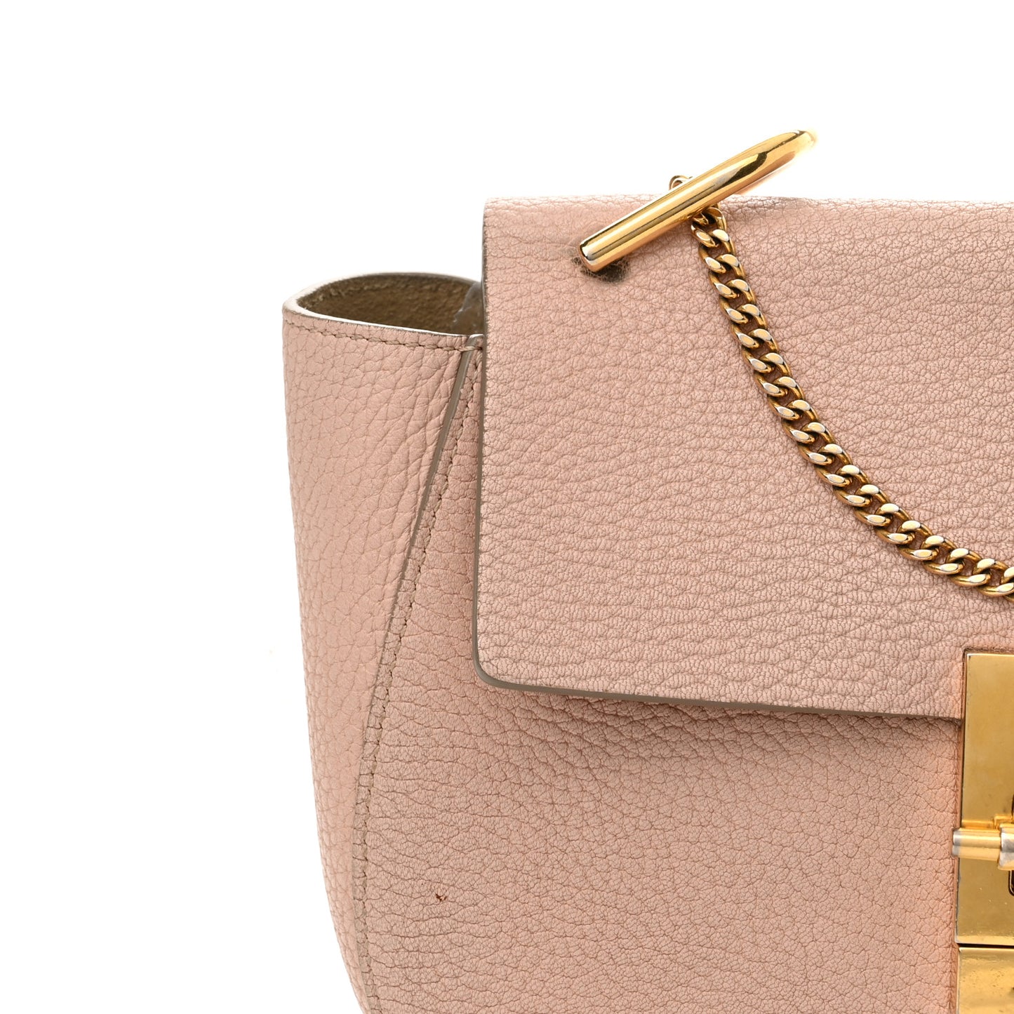 Grained Lambskin Drew Shoulder Bag Cement Pink