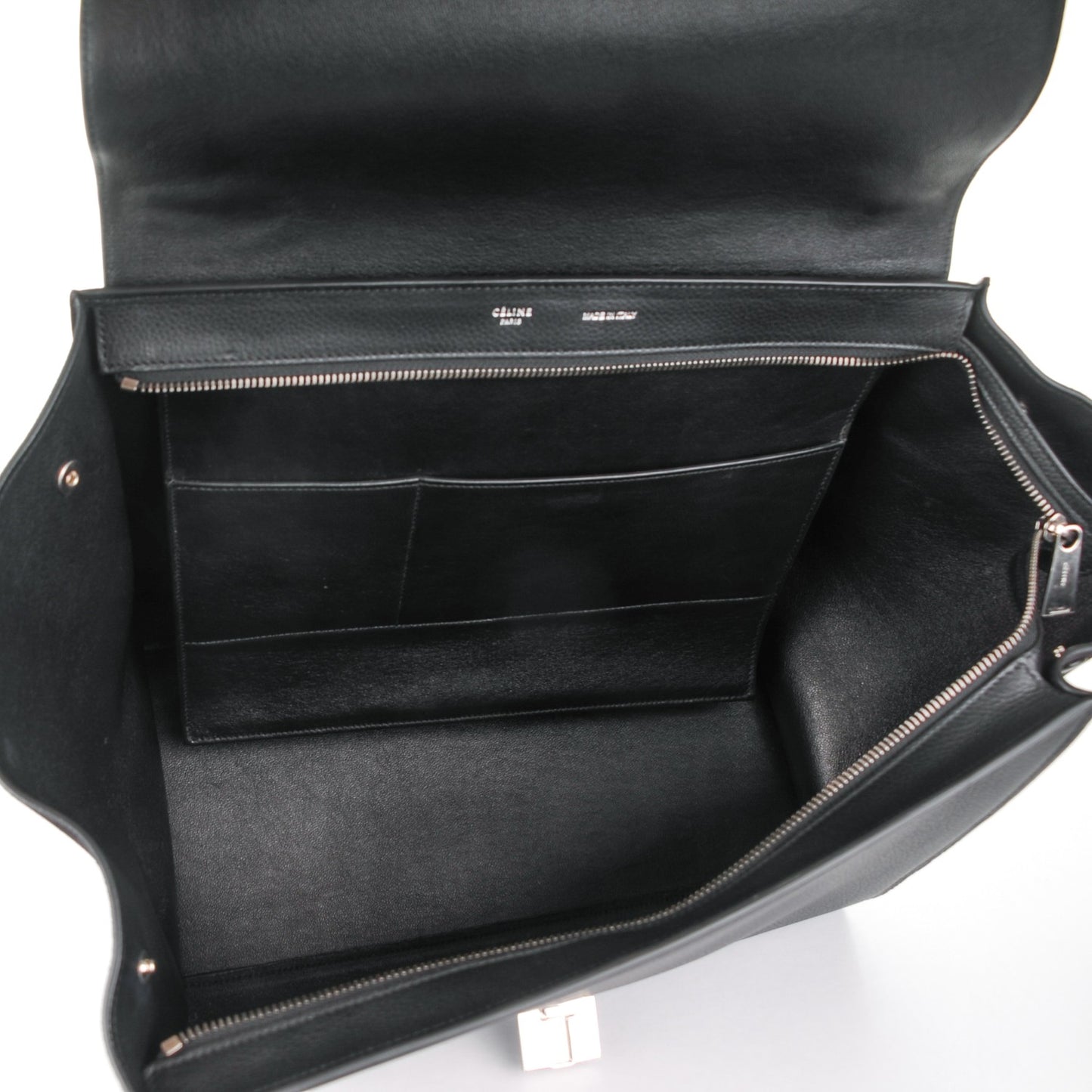 Drummed Calfskin Suede Large Trapeze Black