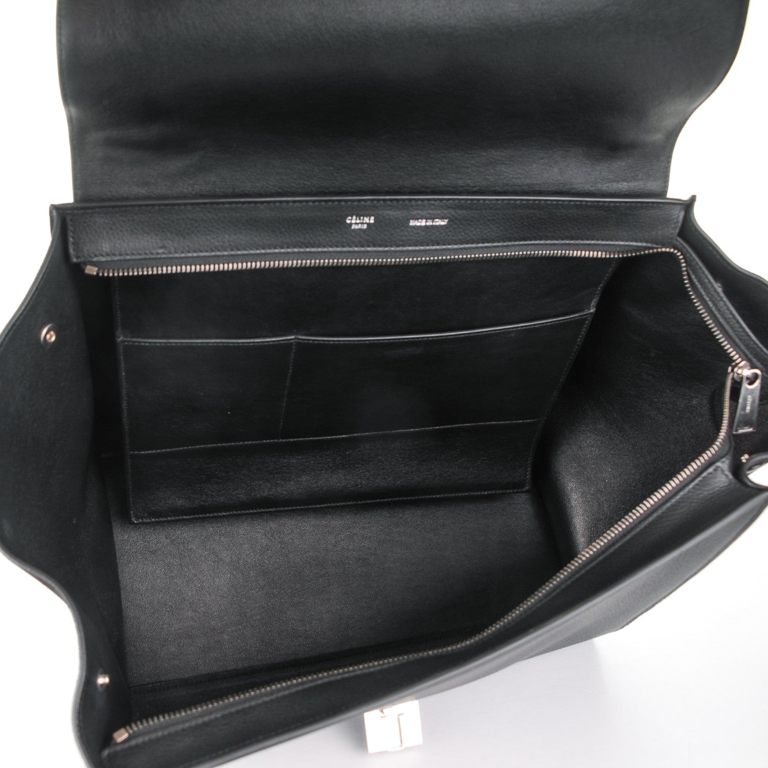 Celine Drummed Calfskin Suede Large Trapeze Black 5 of 8