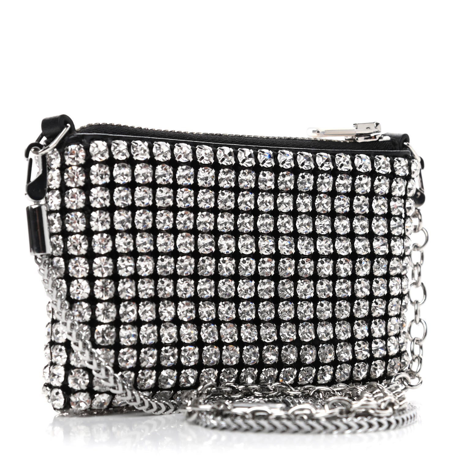 Alexander Wang Mesh Crystal Rhinestone Nano Heiress Shoulder Bag Black Silver 2 of 4