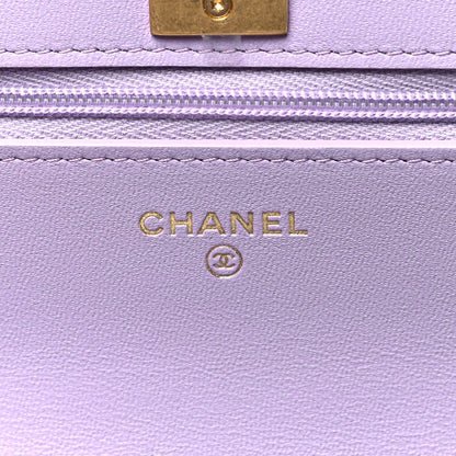 Chanel Caviar Quilted Sweetheart Wallet On Chain WOC Light Purple 5 of 10