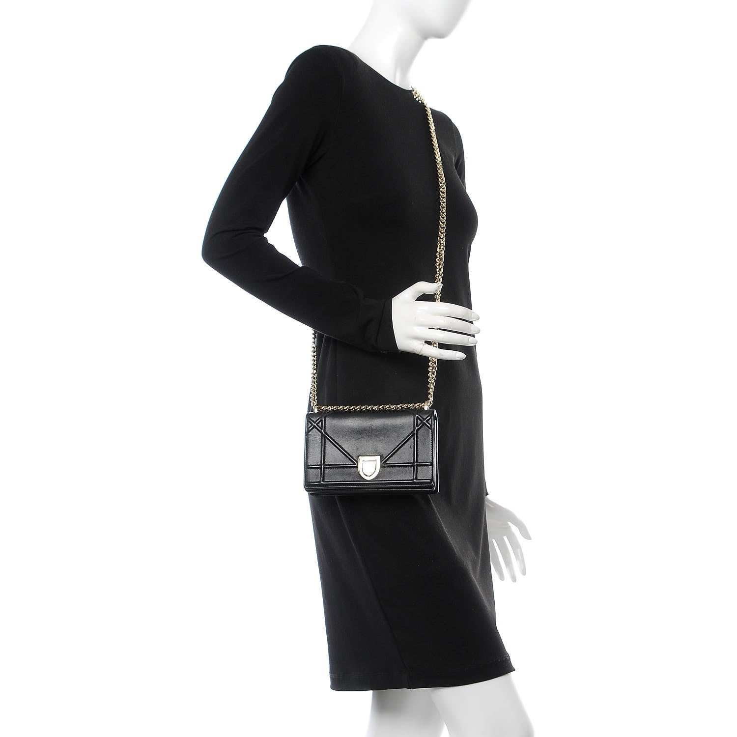 Christian Dior Lambskin Mini Diorama Flap Bag Black 2 of 8