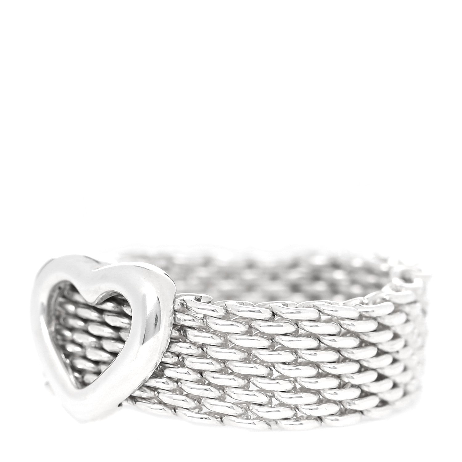 Tiffany Sterling Silver Somerset Mesh Heart Ring 48 4.5 3 of 5