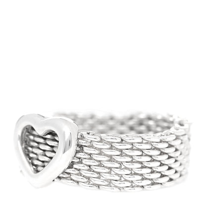 Tiffany Sterling Silver Somerset Mesh Heart Ring 48 4.5 3 of 5