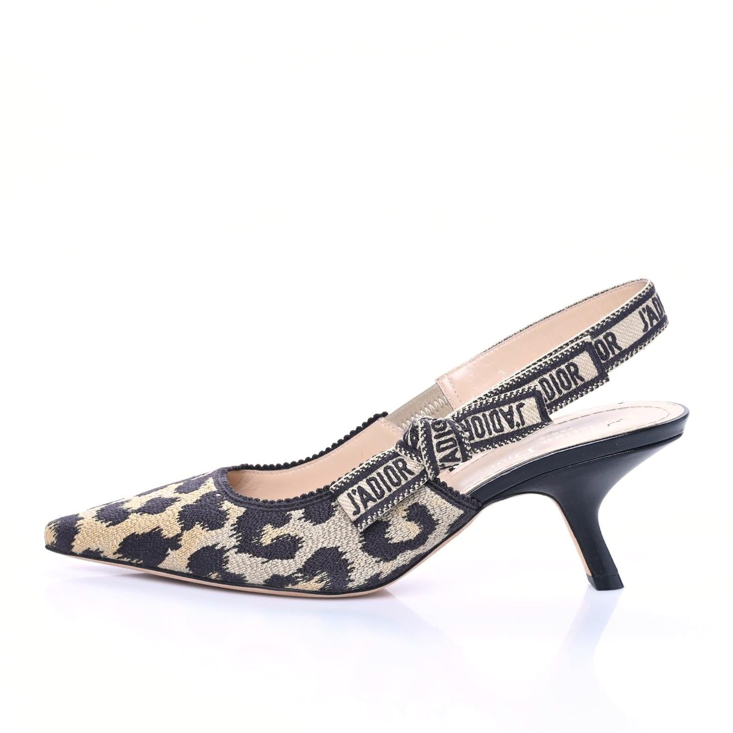 Christian Dior Mizza Cotton Ribbon Embroidered J'Adior Slingback 65mm Pumps 38 Natural 1 of 10