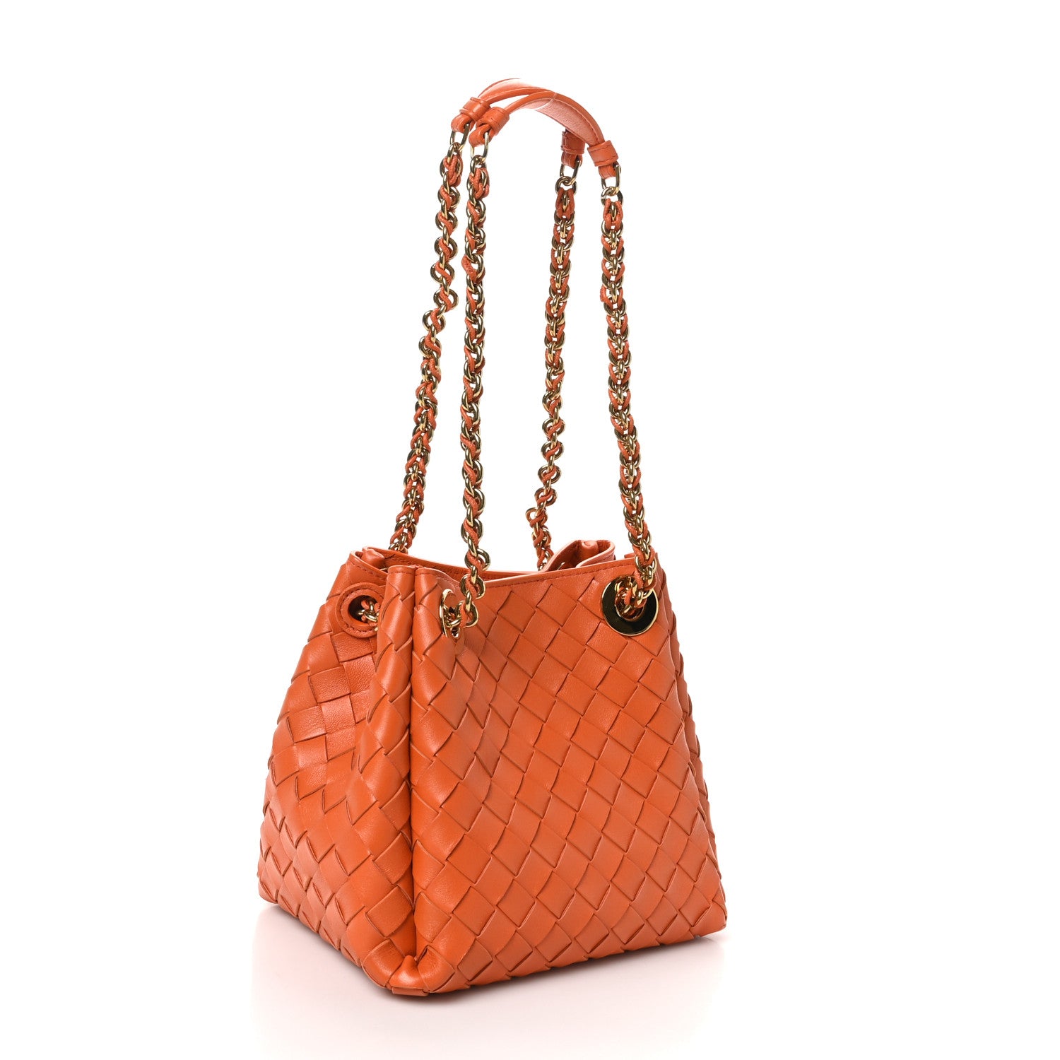 Bottega Veneta Nappa Intrecciato Small Parachute Chain Shoulder Bag Burned Orange 3 of 9