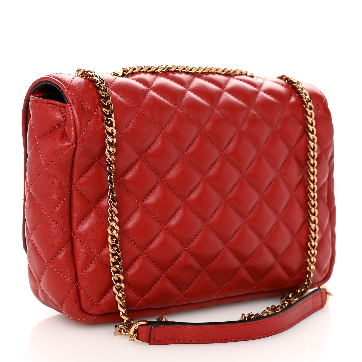Nappa Quilted Medusa Chain Crossbody Red