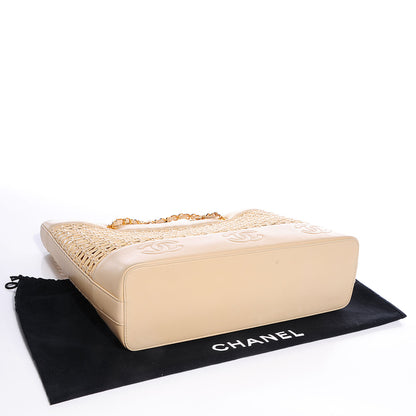 Chanel Lambskin Straw Tote Beige 4 of 8