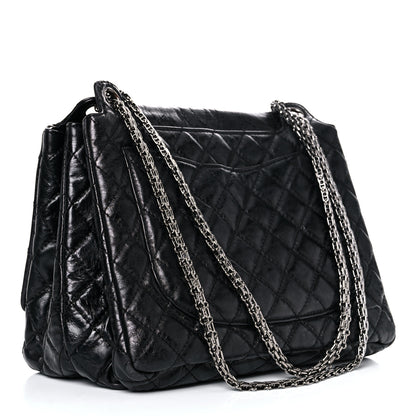 Chanel Metallic Aged Calfskin Quilted Reissue 2.55 Accordion Flap Black 3 of 20