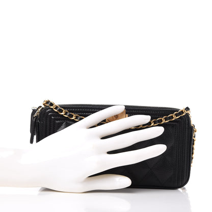 Chanel Caviar Quilted Small Boy Clutch With Chain Black 3 of 10