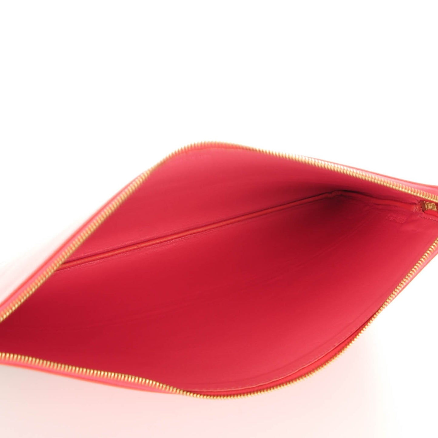 Lambskin Bi-Color Solo Clutch Pouch Pink Rust