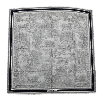 Christian Dior Cashmere Toile De Jouy Poncho Grey 1 of 5