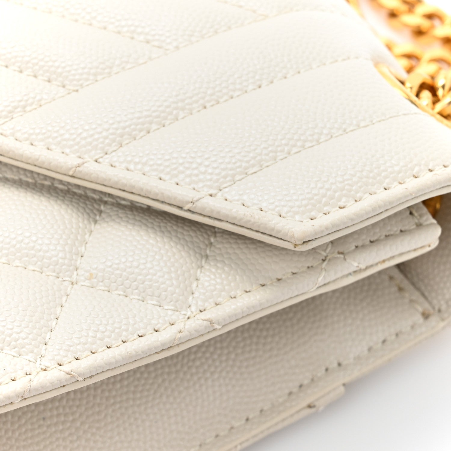 Saint Laurent Grain De Poudre Textured Mixed Matelasse Medium Triquilt Monogram Satchel Crema Soft 13 of 15