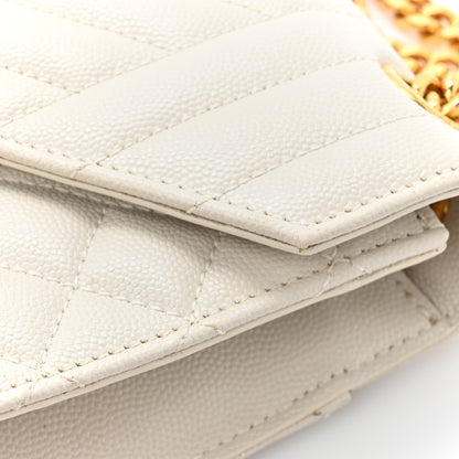 Saint Laurent Grain De Poudre Textured Mixed Matelasse Medium Triquilt Monogram Satchel Crema Soft 13 of 15