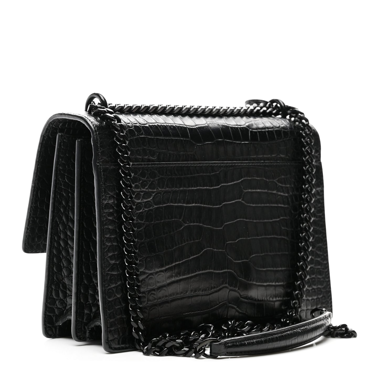 Calfskin Crocodile Embossed Medium Monochrome Monogram Sunset Black