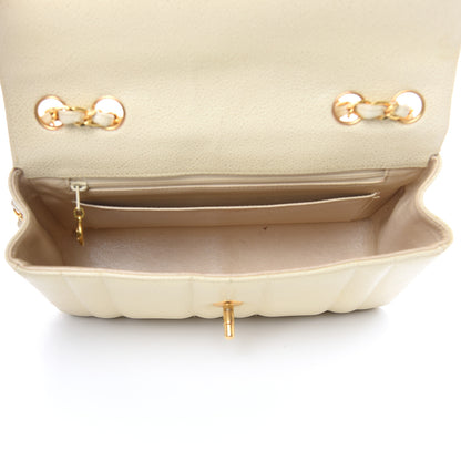 Chanel Caviar Vertical Quilted Small Single Flap Beige 5 of 19
