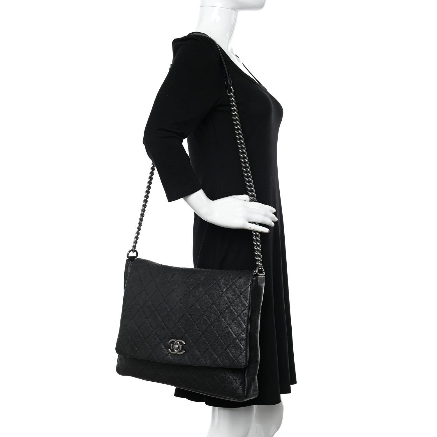 Chanel Calfskin Quilted Couture Messenger Black 2 of 10