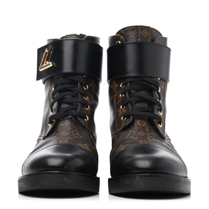 Louis Vuitton Monogram Calfskin Wonderland Flat Ranger Boots 40.5 Black 2 of 4