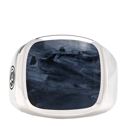 David Yurman Sterling Silver Pietersite Mens Cable Signet Ring 60 9 1 of 6
