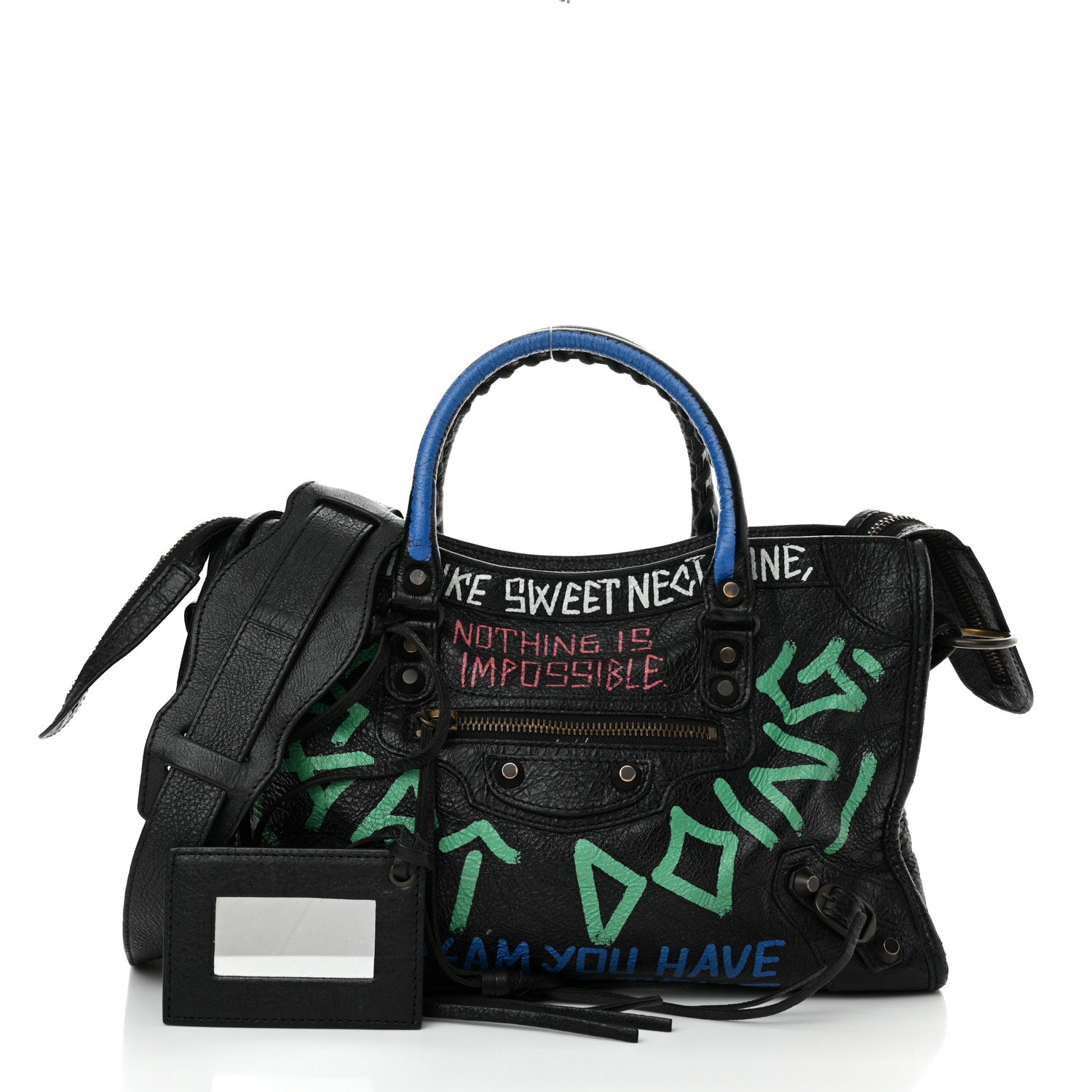 Balenciaga Agneau Graffiti All Over Classic Hardware S City Black Vert Rouge 3 of 12
