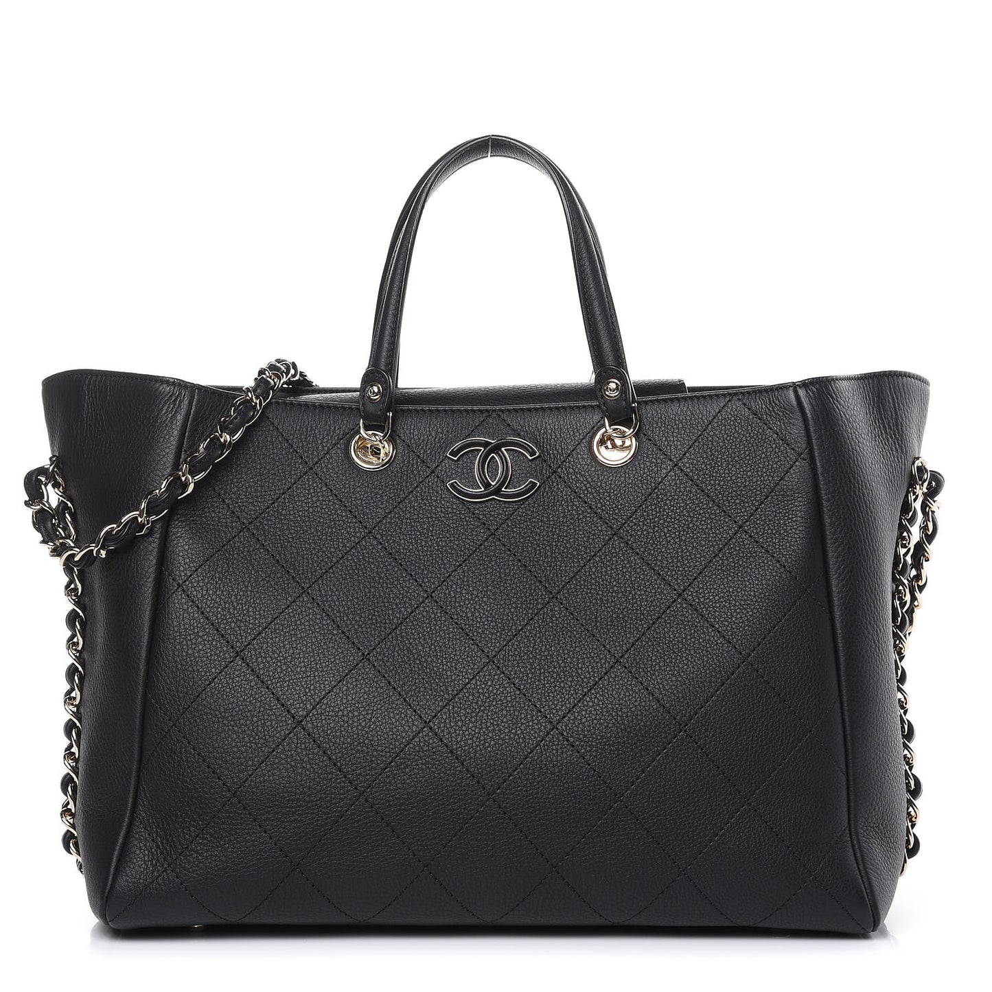 Bullskin Stitched Medium Shopping Bag Black